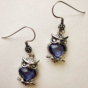 NWT Swarovski Tanzanite Crystal Owl Earrings
